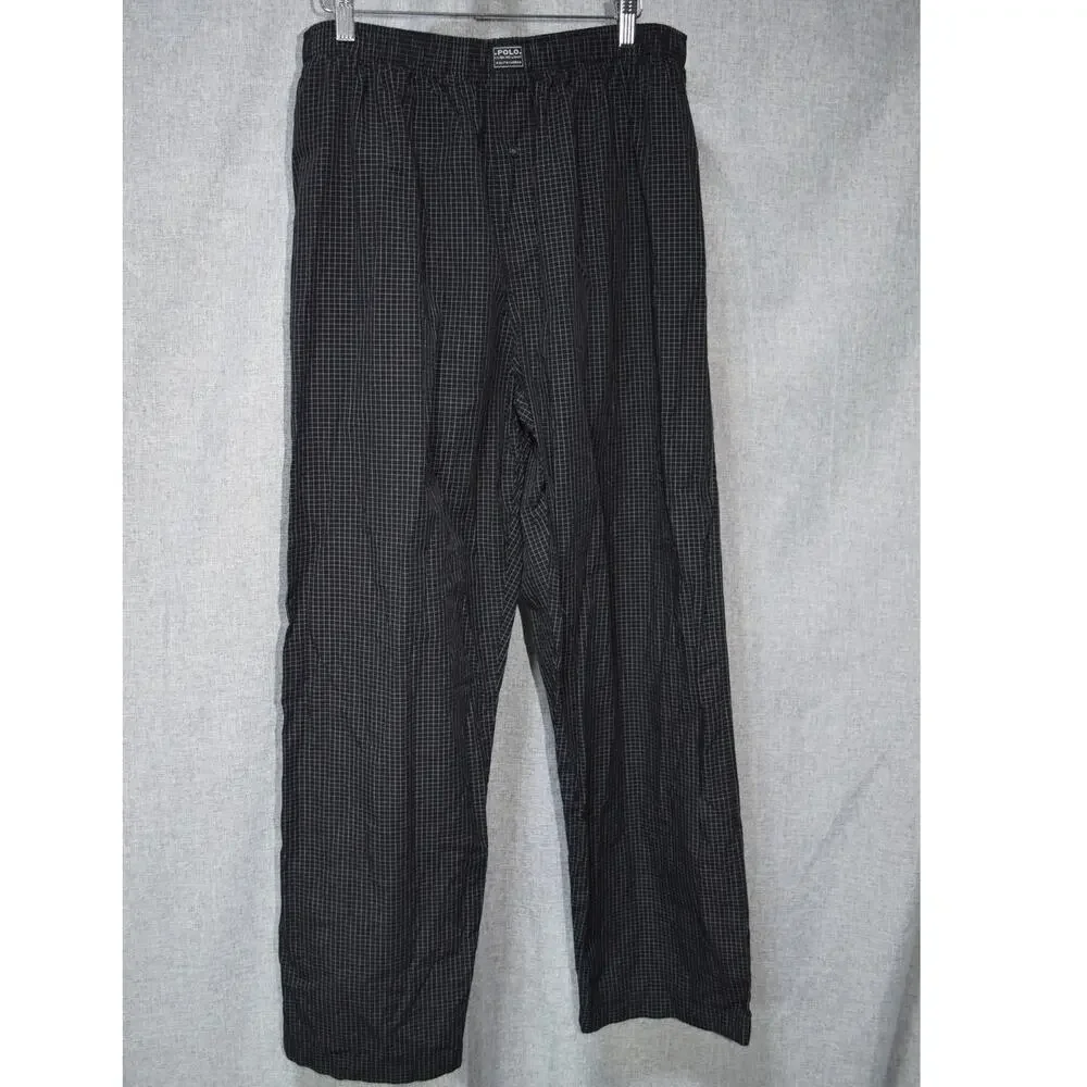Polo Ralph Lauren Men’s Pajama Set Black Micro-Grid Check 100% Cotton – Large - Picture 4 of 5